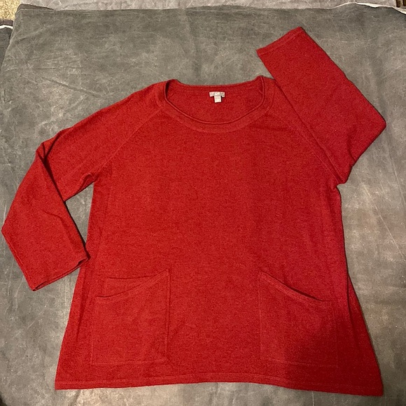J. Jill Red tunic sweater with pockets like new condition!! - Picture 1 of 12